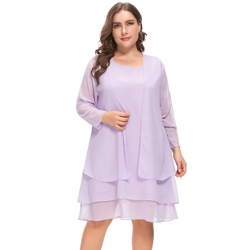 ОTEN 5XL Костюмы Для женщин пикантные Длинные рукава свободные белые вечерние шифоновое платье миди трендовые продукты мода ;набор из двух частей;Большой размер;осеннее платье шифон;женские платья women dress
