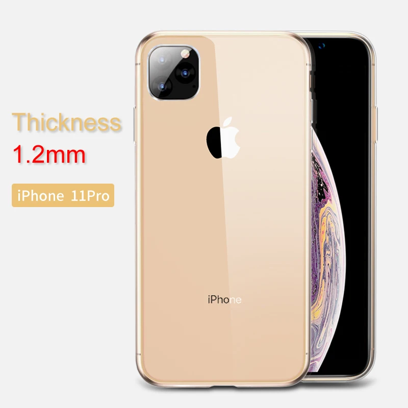 Толщина 1 2 мм Чехол для мобильного телефона iPhone 11 Pro Max X XR XS 8 7 6 6S Plus 5 5S прозрачный