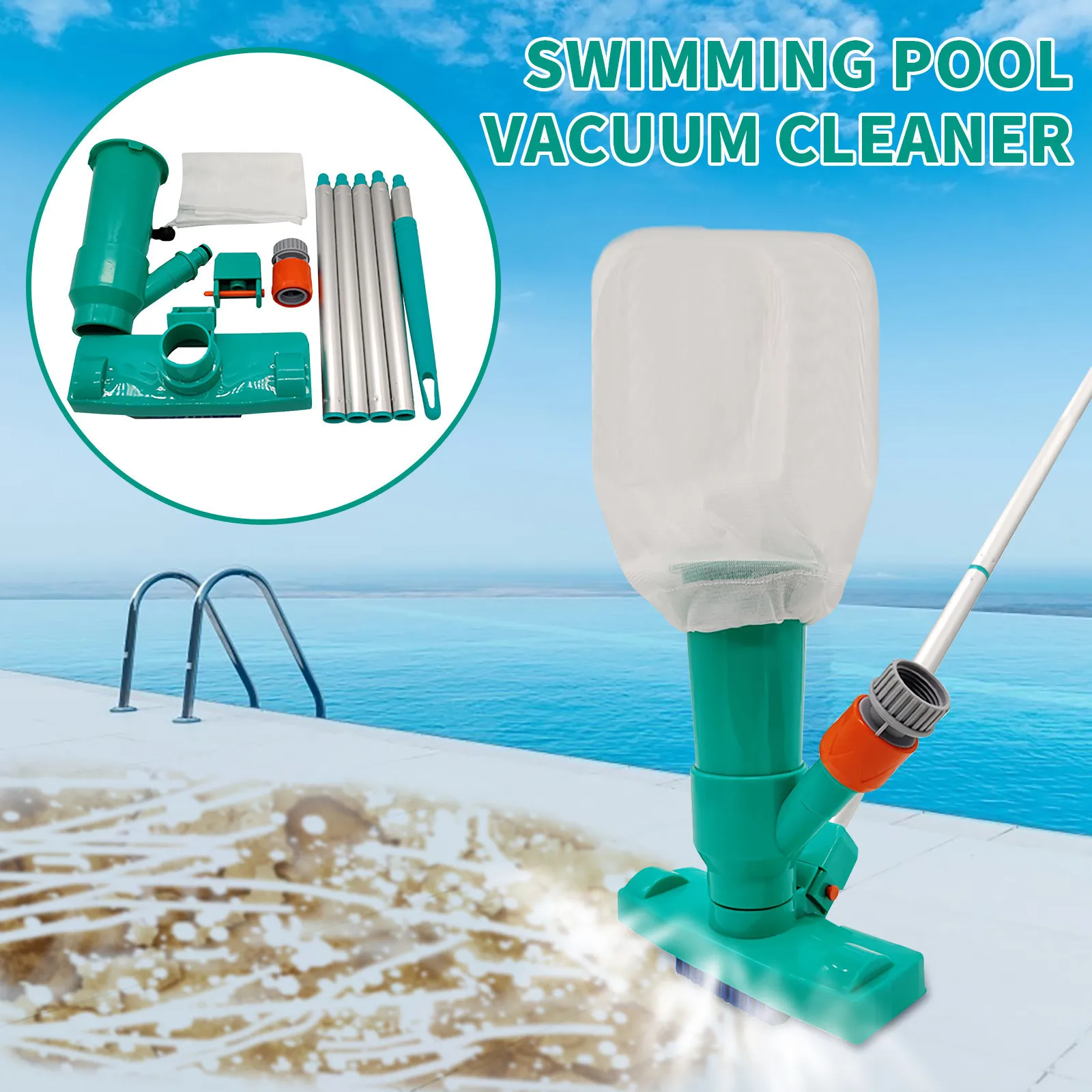 

Portable Swimming Pool Vacuum Head Cleaner Brush Sweep Handbroom Brushes US pool accessories бассейны для дачи