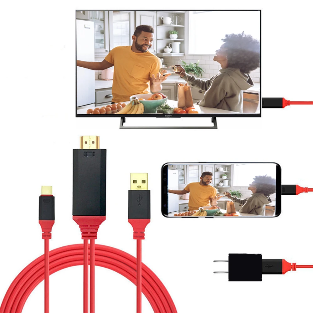 USB-C Type C к HDMI-совместимый кабель 4K * 2K HD Video Audio Кабель-адаптер для зарядки Samsung Galaxy S8