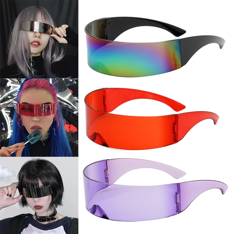 Glasses Sunglasses Cycling Glasses Future Warrior Headband Glasses Large Mirror Fashion Party Wrap Shield Personality Visor