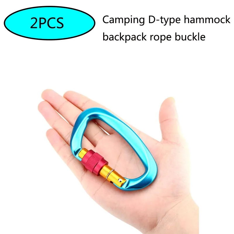 Outdoor Tool Mountaineering Caving Rock Climbing Carabiner D Shaped Safety Master Screw Lock Buckle Escalade Equipement 2PCS | Спорт и