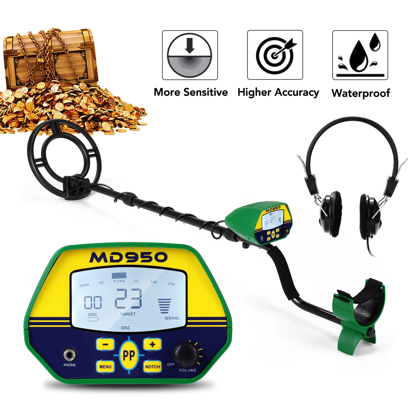 MD950 10 Inch Waterproof Search Coil LCD Display Screen Handheld Portable Metal Detector Easy Installation Detecting Tool | Инструменты