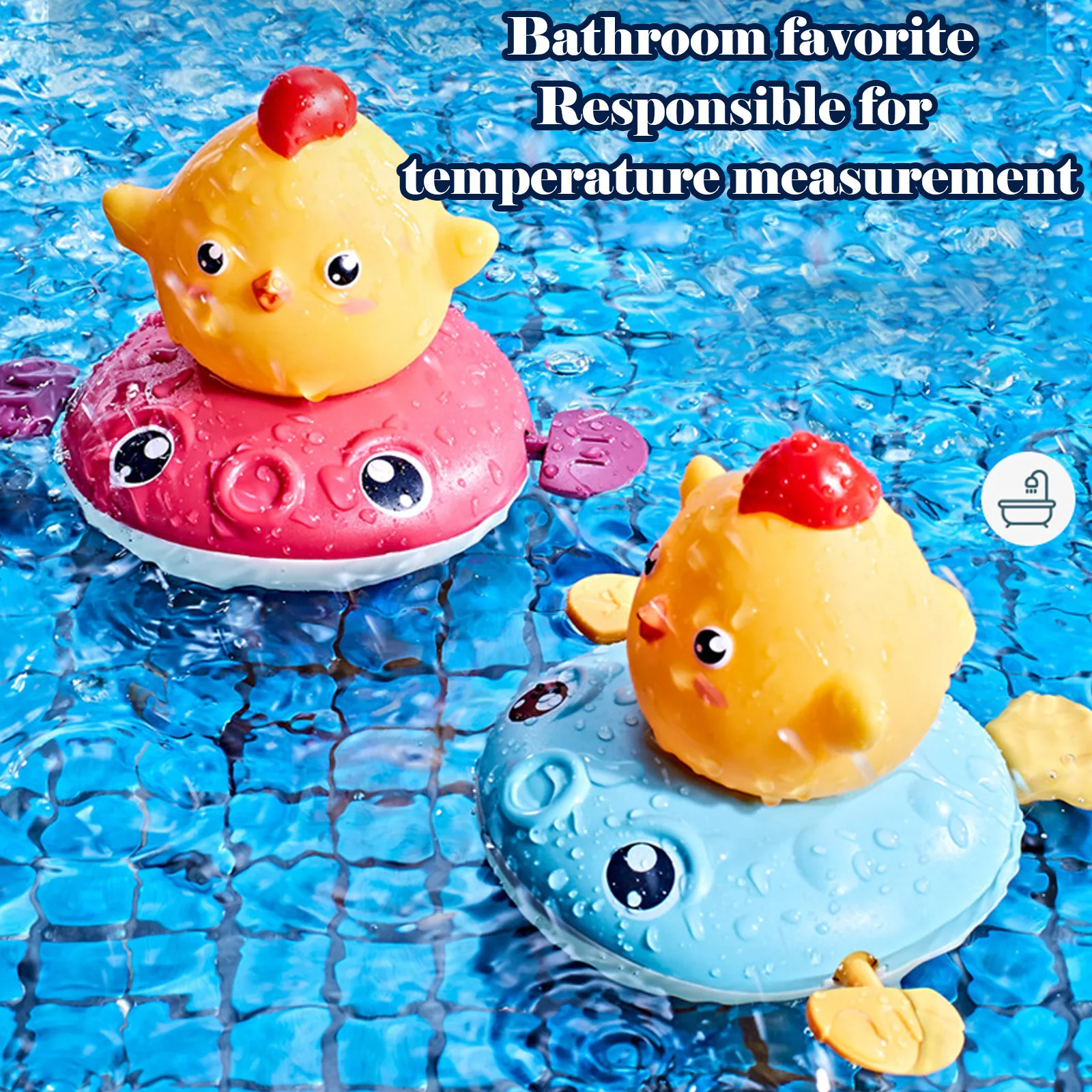 

Baby Bath Swimming Pool Toy Cute Wind Up Chick Dolphin Bath Toys Set Bathe Water Temperature Measurement Bathing Toys For Kids