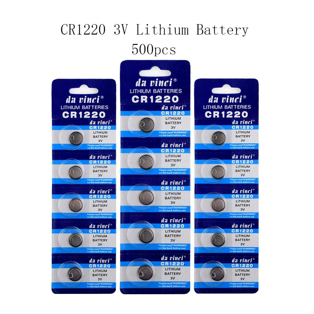 

500pcs 40mAh CR1220 3V Lithium Button Battery DL1220 BR1220 LM1220 Coin Cell Batteries For Watch Electronic Toy Remote Control