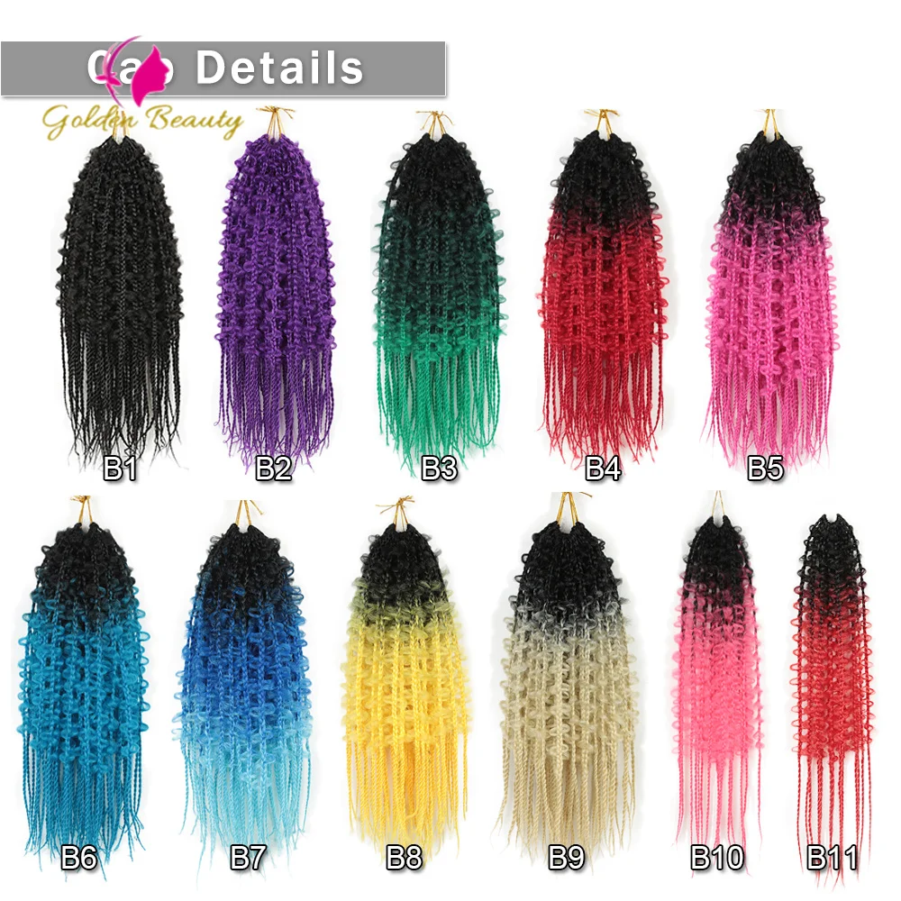 

Butterfly Cutout Faux Locs Synthetic Crochet Box Braiding Hair Extensions 22Inch Colorful Braided Wig Golden Beauty