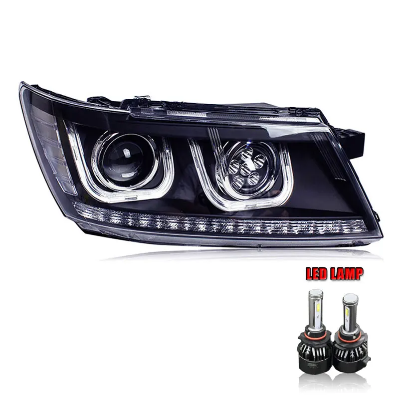 ALL LED 2 шт. светодиодный фары для Dodge путешествие 2009- светодиодный Автомобильные фары ангельские глазки комплект ксеноновых фар, Высокопрочная конструкция протовотуманная подсветка Габаритные огни - Цвет: ALL LED