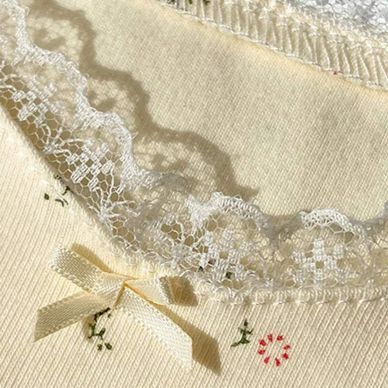 

EBAIHUI Knitted Crop Top Woman Lace Edge Flower Print Vest 2021 Fashion Sexy Sleeveless Short Tee Shirt Spaghetti Strap Tank