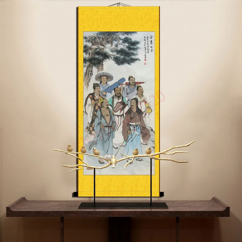 

Статуя великого императора донгиуэ, тайский Бог 72, декоративная картина Taoist, шелковая вертикальная осевая подвесная картина