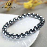 jd aaa natural black shine terahertz round beads stone beads bracelet women 6810mm men jewelry health wristband gift