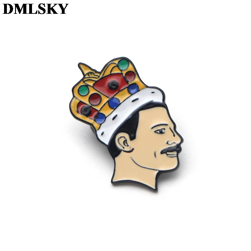 1 DMLSKY Фредди Меркурий крутые нагрудные булавки Эмаль Булавка Певица Рок Броши металлические значки на одежду шляпа и сумка вентиляторы подарки M1820 - Окраска металла: 1
