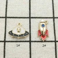 10pcs enamel spaceship and rocket charm jewelry accessories earring pendant bracelet necklace charms zinc alloy diy finding