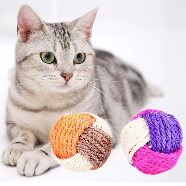 

3pcs Pet Cat Toy Tri-color Braided Sisal Ball Cat Catching Ball Cat Toy Ball Dog Toys Pets Toys Cat Stuff Kitten Accessories