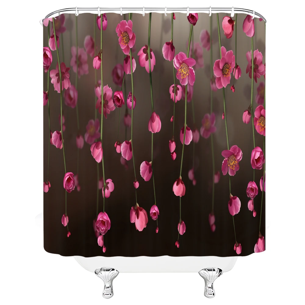 

High Quality Beautiful Flowers Fabric Shower Curtain Waterproof Bathroom Curtains for Bathroom Decor with Hooks