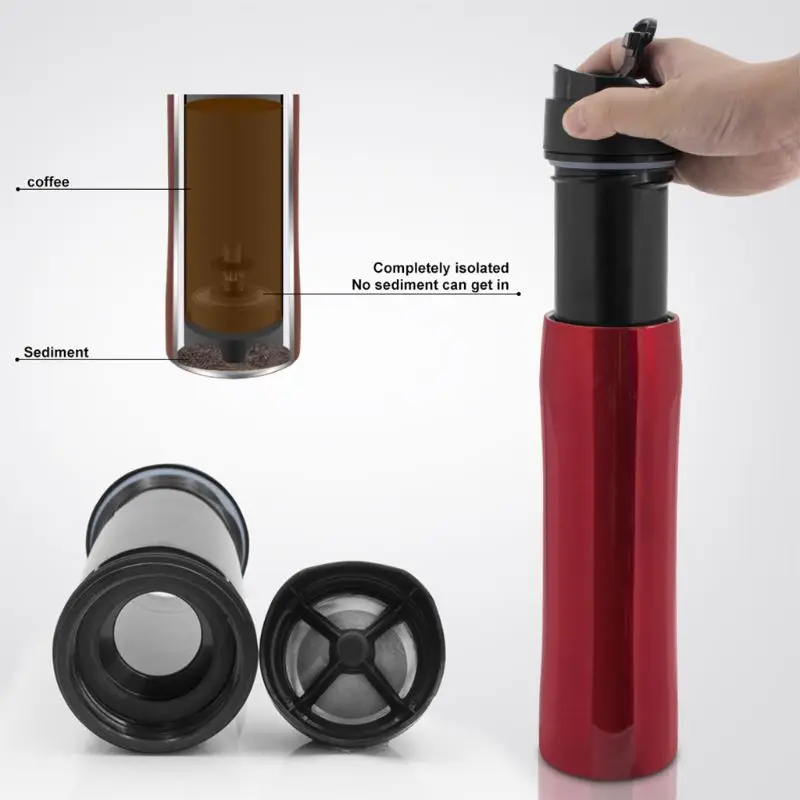 350ML French Press Stianless Steel Portable Coffee Maker Tarvel With Plunger Filter Double Wall Vacuum Mug Pot | Дом и сад