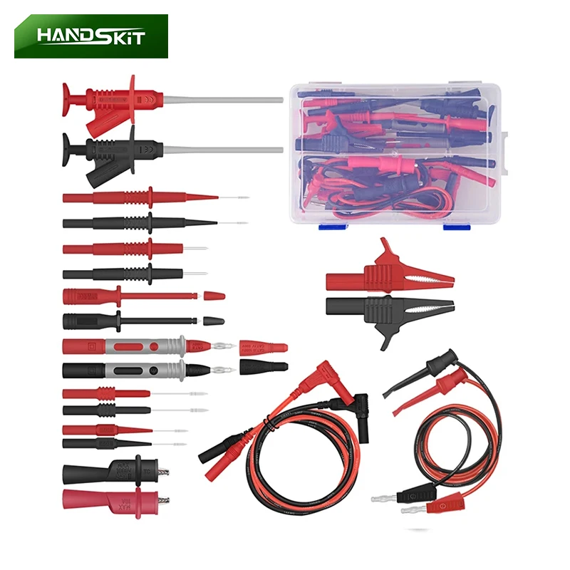 

30A Multimeter Leads Test Leads Kit with Mini Hooks Test Probe Copper Alligator Clips Multimeter Probes Sharp Tips Set