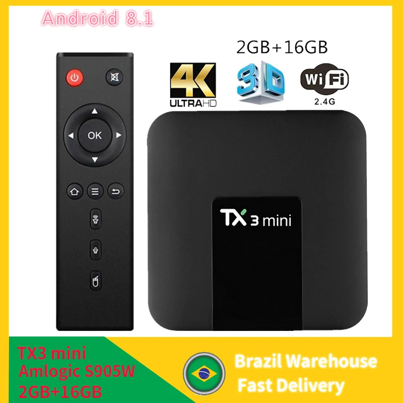 

TX3 mini Smart Android 8.1 TV BOX Amlogic S905W 2GB 16GB 2.4G WiFi 1080p 4K Media Player Google TX3mini Tanix H.265 Set top Box