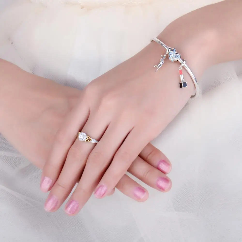 JewelryPalace Винтаж красный эмалевая Помада Подвеска круглая Fit браслет 925 пробы