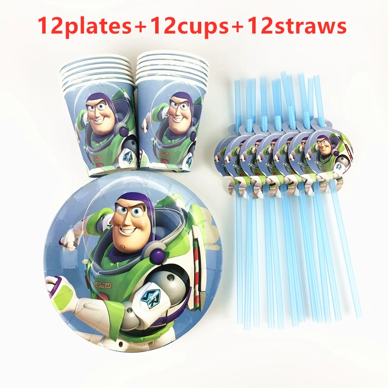 

36Pcs Cartoon Disney Toy Story Theme Design Party Child Birthday Party Decoration Cup Plate Straw for 12People Use Supplies