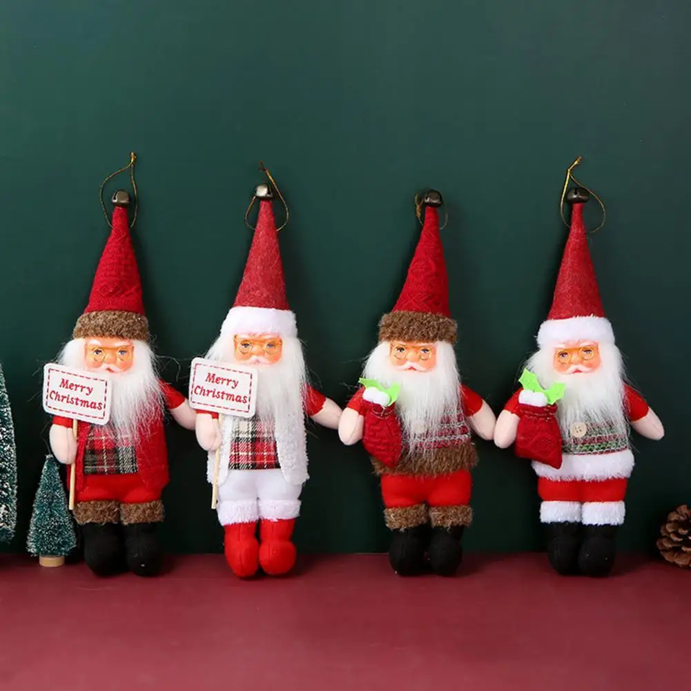 

New Year 2022 Christmas Decorations Eye-catching Doll Pendant Lightweight Fabric Santa Claus Shape Plush Toy Ornament for Home