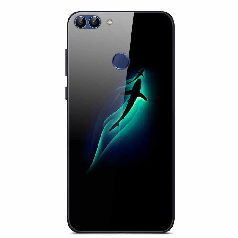 Чехол из закаленного стекла для Coque huawei P Smart, мягкий бампер, 3D печать, Funda для huawei P Smart, FIG-LX1 чехол для телефона - Цвет: 09