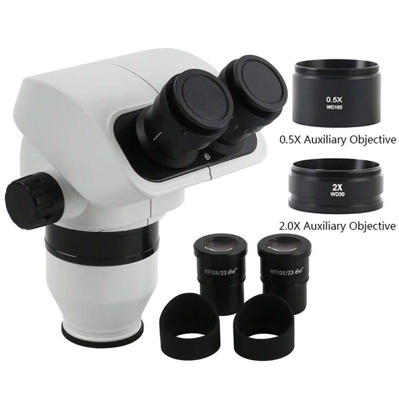 

Professional Simul-focal 3.35X 6.7X 45X 90X Zoom Binocular Stereo Microscope Head WF10X/23mm Eyepiece For PCB Soldering Repair
