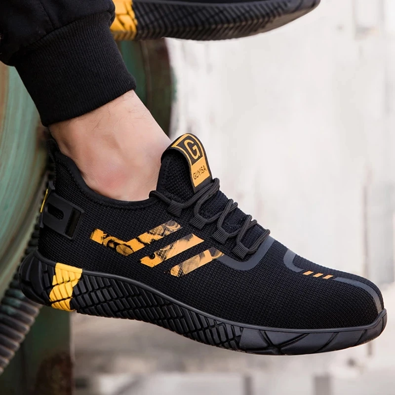 

2021 Spring Mens Indestructible Safety Work Shoes Light Breathable Anti-Puncture Kevlar Insole Anti-Smash Steel Toe Work Boots