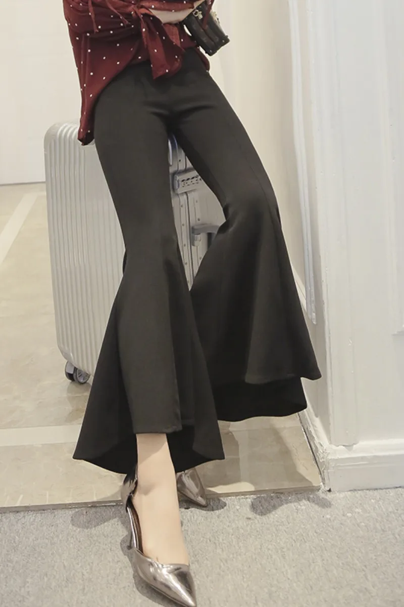 

Summer 2020 New Long Pants Bottoms Women's Retro High Waist Casual Pants Slim Wide Leg Pants Summer Female Skinny Pants