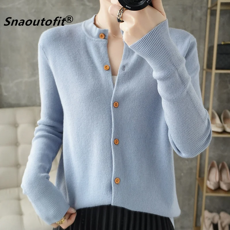 

Snaoutofit2021 Women's Sweater, Round Neck Wool Cardigan, Knitted Base, Solid Color, Korean Version, Loose Jacket, Special Price