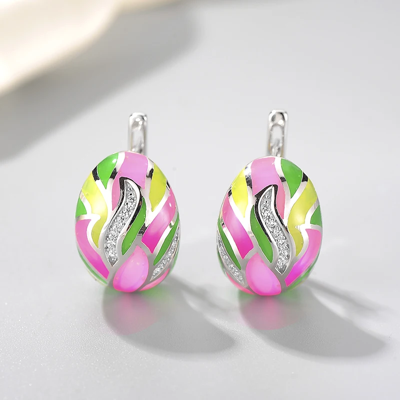 Женский зажим для ушей из серебра 2018 пробы с эмалью | Украшения и аксессуары