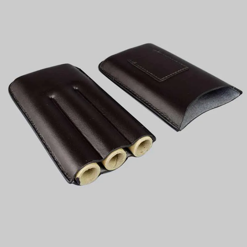 COHIBA Cigar Case Brown Homidor Leather 3 Tube Cas Portable Travel Humidor | Дом и сад