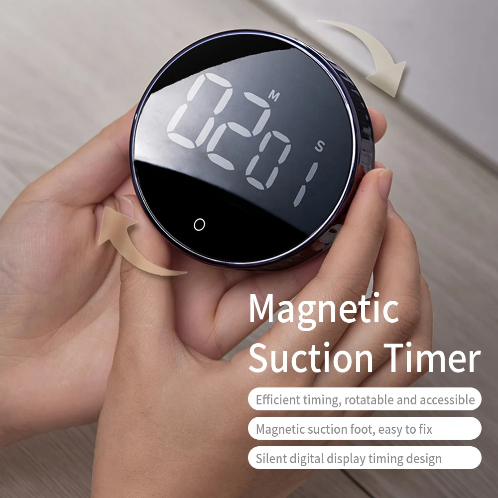 

Kitchen Cooking Timer Black Magnetic Countdown Timer Large LED Digital Display Reminder Mute for Classroom Study Fitness