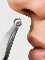 1 pcs universal nose hair trimming tweezers stainless steel eyebrow nose hair scissors manicure facial trimming makeup scissors