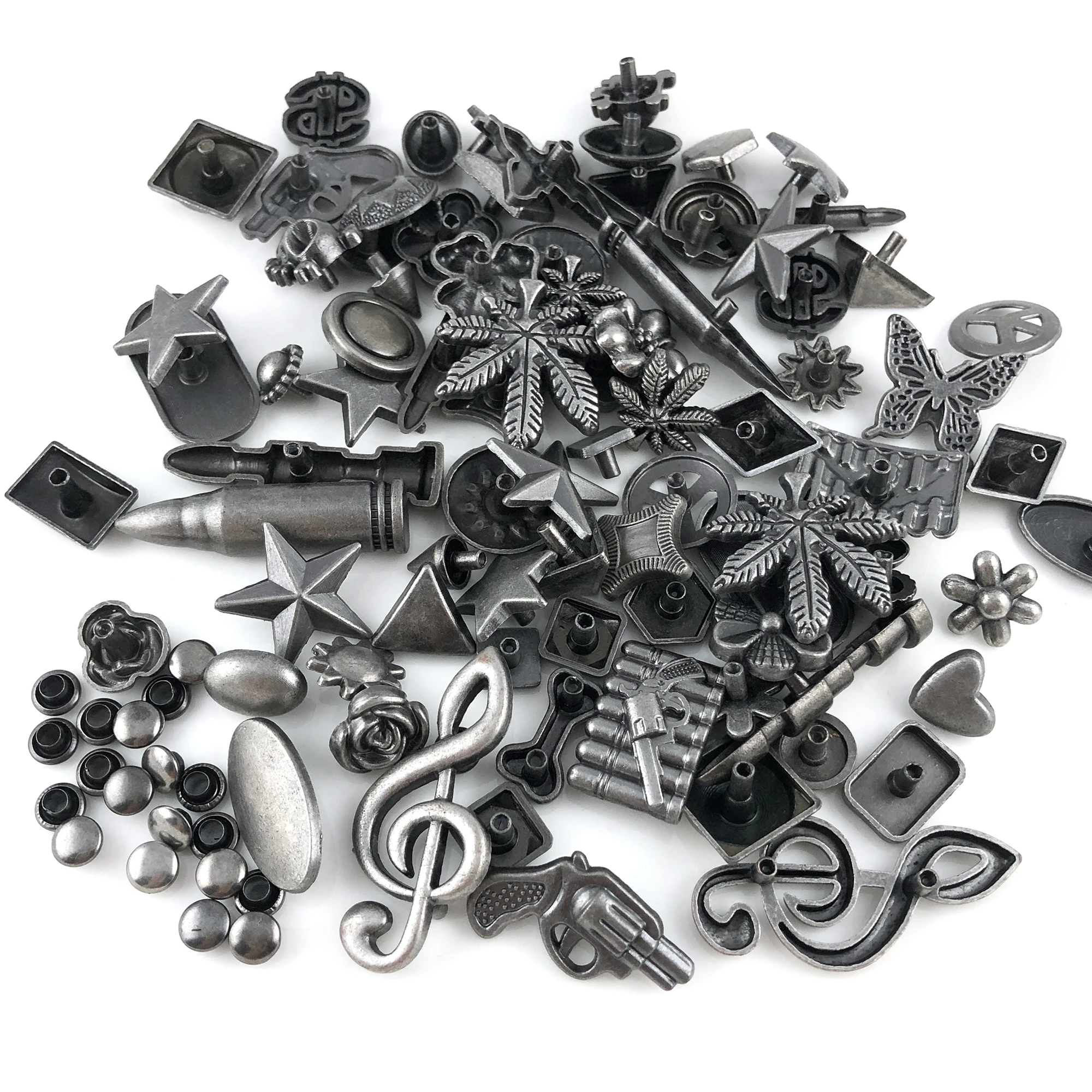 Серьги гвоздики с покрытием из античного серебра в стиле панк заклепки для кожи