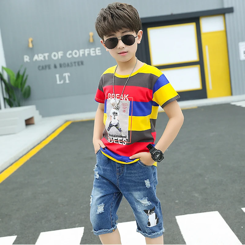 Одежда для маленьких мальчиков летний спортивный костюм модная подходящая ко