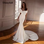 Женское свадебное платье без рукавов Thinyfull, Элегантное Длинное винтажное платье невесты с бантом спереди и юбкой-годе, свадебное платье
