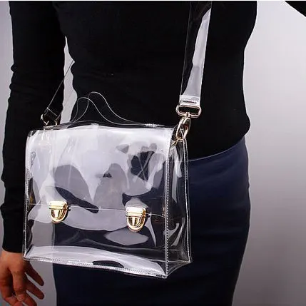 New Women Summer Beach Bag Clear PVC Transparent Bags Shoulder Waterproof Small Crossbody Square Handbags F24 | Багаж и сумки