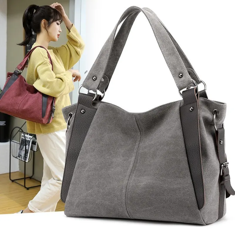 

YILIAN Fashion and casual canvas shoulder bag for women 2021 new lightweight versatile large capacity diagonal span