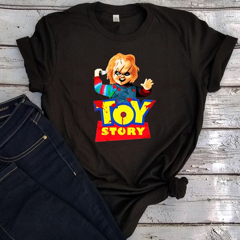 Игрушка ужасов Хэллоуин футболка друзья подарок на Хэллоуин Топы Готическая женская одежда принт плюс женские персонажи ужасов