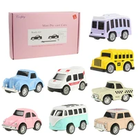 8 pcsset cute mini alloy pull back vehicles model toy diecast car metal lovely colorful taxi bus toys alloy car for kids gift