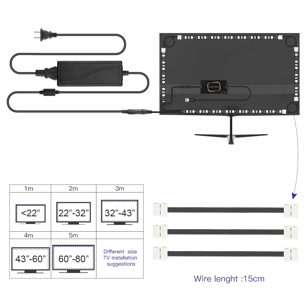 USB Ambi светильник, ТВ, ПК, экран, светодиодный, подсветка, 5050 RGB, светодиодный светильник, комплект, 1 м/2 м/3 м/4 м/5 м, меняющие цвет, полоски, монитор цвета мечты