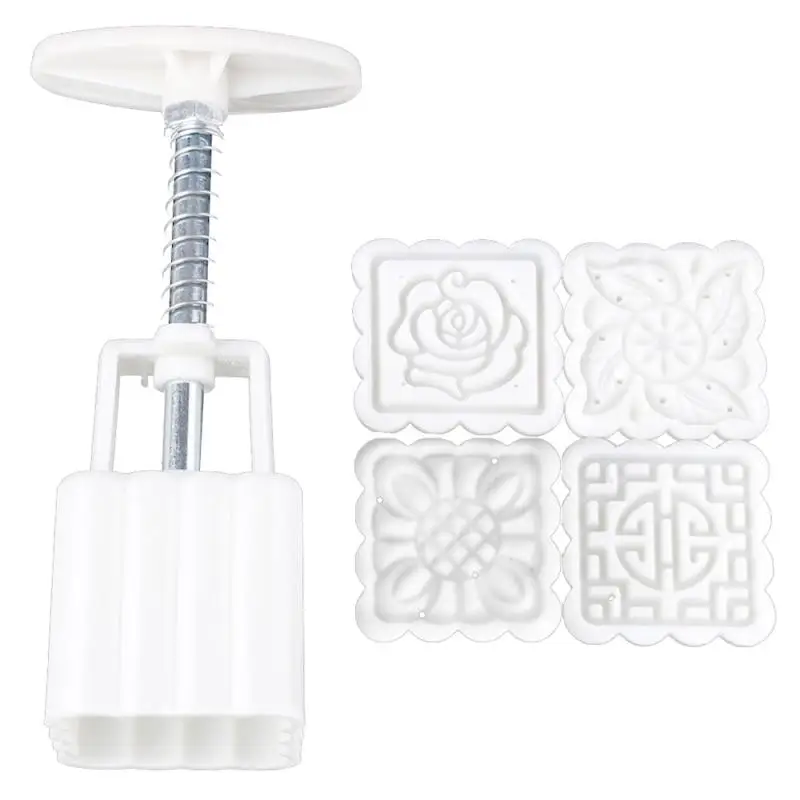 5Pcs/set Reusable 50g Square Hand Press Moon Cake Cookie Maker Stamp Mold Mid-autumn Festival DIY Decoration Bakeware | Дом и сад
