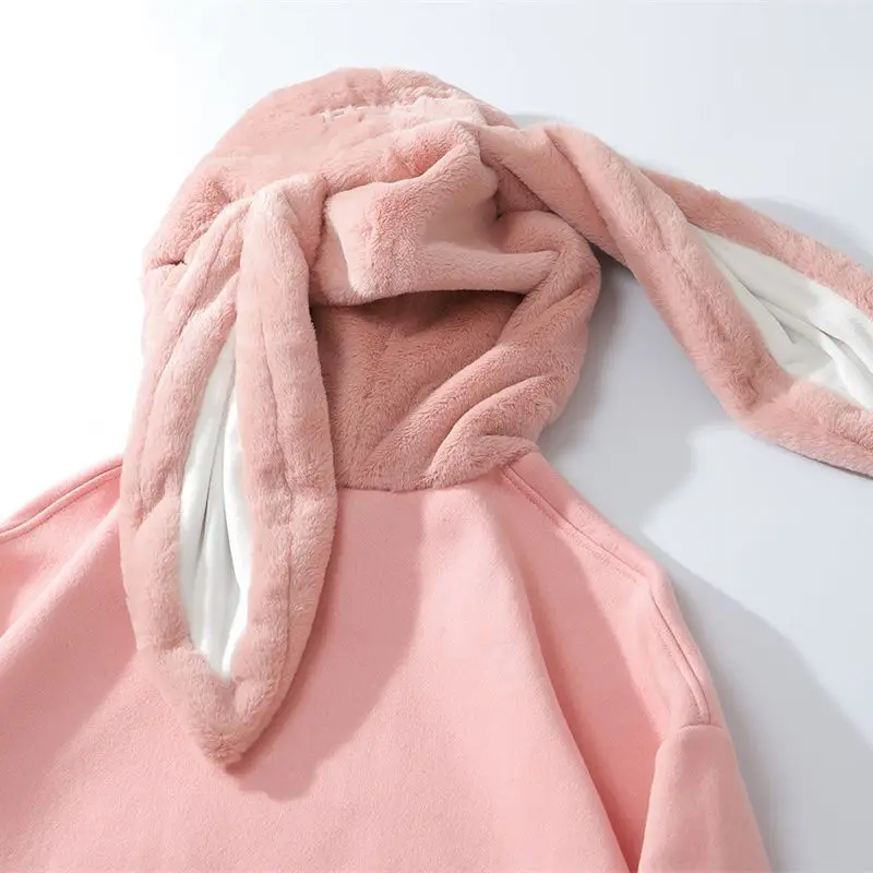 

Hoodie Women 2020 Autumn Winter Loose Rabbit Design Knitted Women Hoodies and Pullover Long Sleeve Top Knitwear