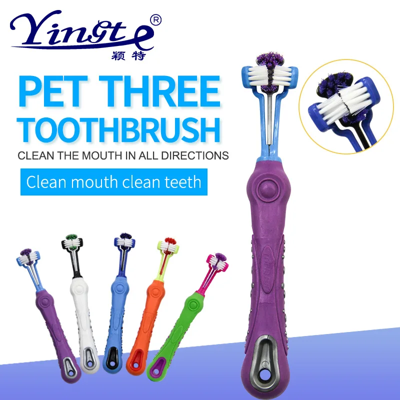 5 шт. зубная щетка для животных собак кошек чистящие средства зубов трёхсторонняя