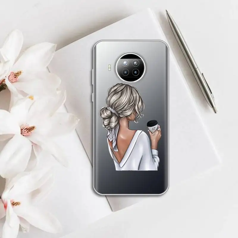 

Beautiful girl rear view ins Phone Case Transparent for Xiaomi mi Redmi note 10 t 8 9 pro lite 11 Samsung S 8 9 10 20