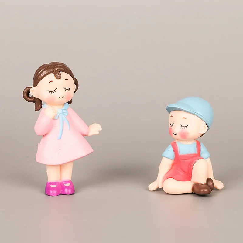 Украшение для торта счастливые детские статуи мальчиков и девочек 7 см ПВХ авто