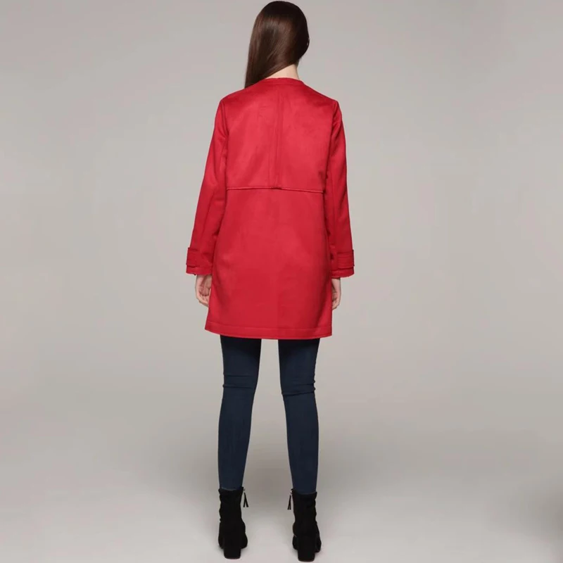 Женская замшевая куртка TMODA290 длинная брендовая из искусственной кожи модная