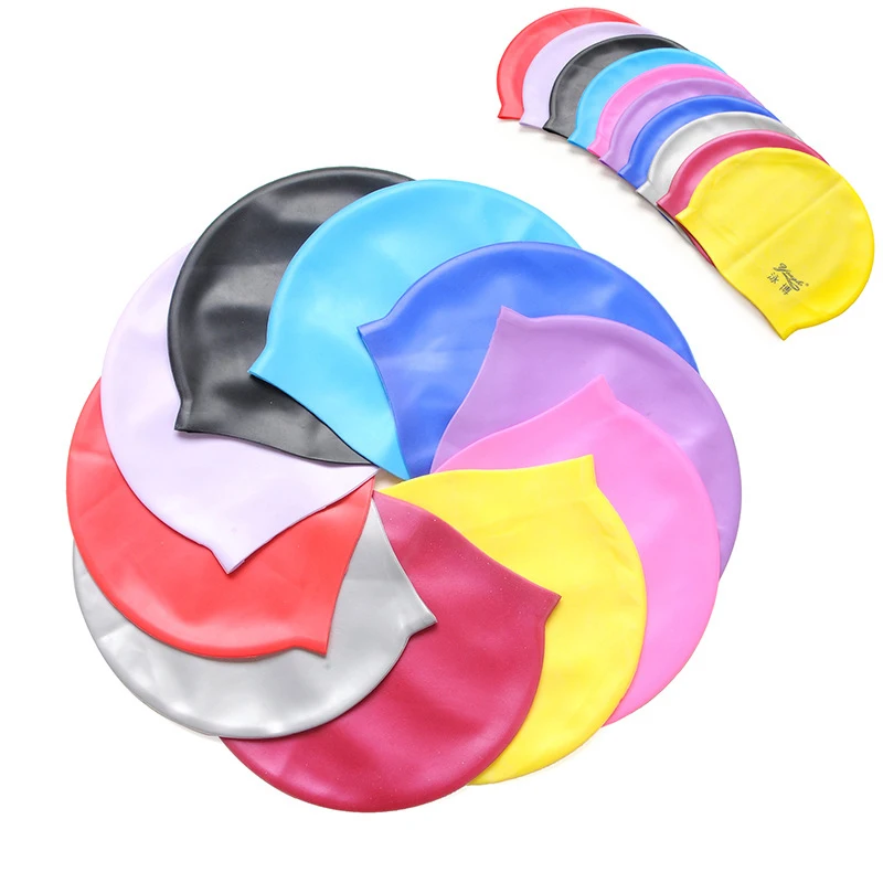 

UNISEX ADULT CHILDREN SILICONE SWIM SWIMMING HATS CAPS ONE SIZE FIT FOR ALL