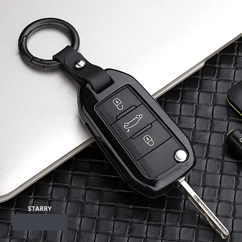 Откидной Чехол Cabon из оптоволокна для автомобильного ключа Citroen C4 CACTUS C5 C3 C4L Peugeot 508