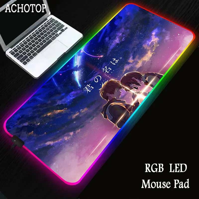

Your Name Girl Anime Demon Slayer Kimetsu No Yaiba Large Gaming Mousepad RGB LED Backlit Mat Mause Carpet Desk Mat for CSGO